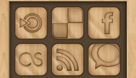Wooden Social Networking Icons
