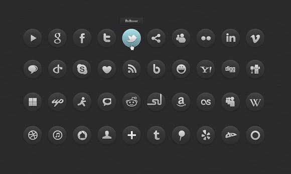 Dark Social Icons by Pixeden
