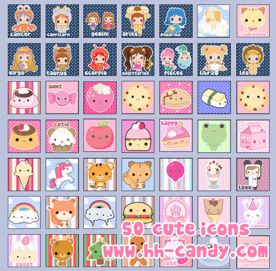 50 Kawaii Icons by A-Little-Kitty