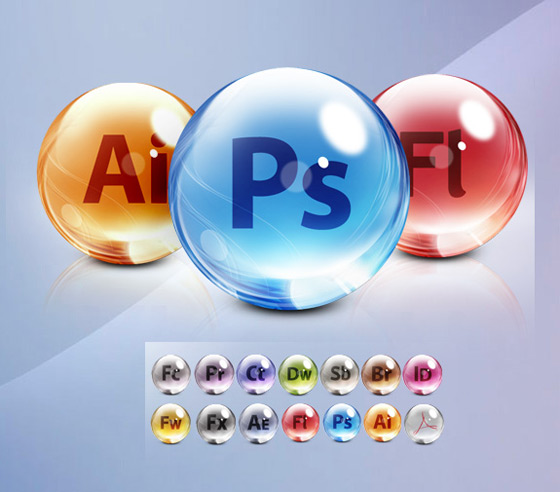 Adobe CS5 Glass Dock Icons
