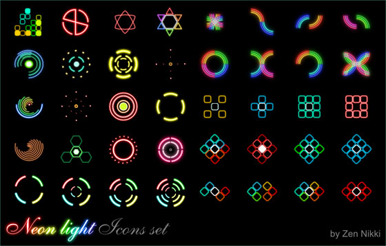 Neon light icon set by Zen-nikki