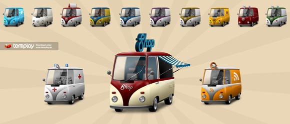 Retro Bulli Icon Set by Templay-team