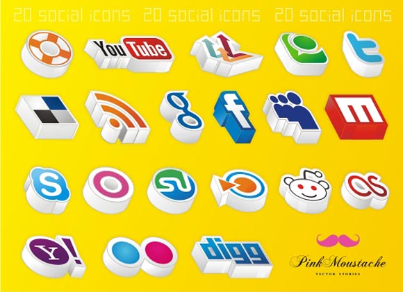 20 Amazing 3D Social Icons