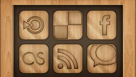 Wooden Social Networking Icons