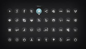 Dark Social Icons by Pixeden