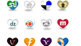 Heart Shape Social Media Icons