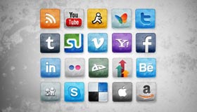 Stained and Faded Social Icons