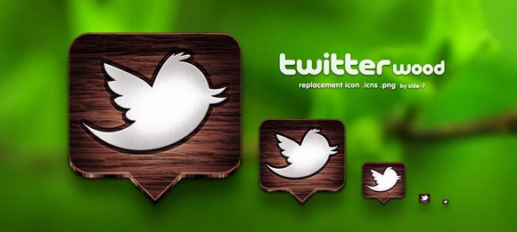 Twitter Wood Icons by Side-7